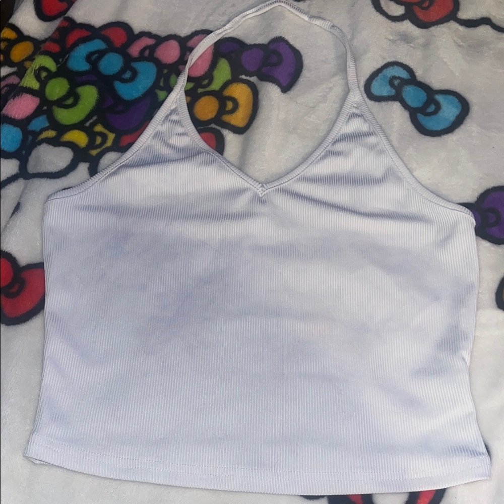 SHEIN White Ribbed Halter Top